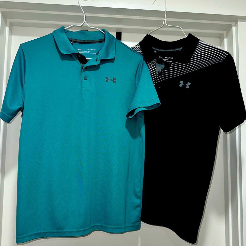 Lot of 2 Under Armour Loose Heatgear Polo shirts Youth XL